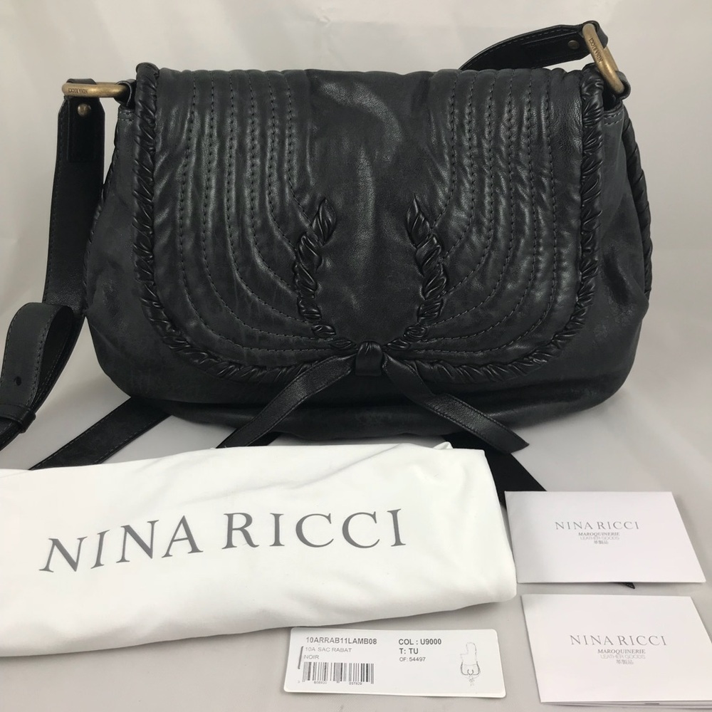 Nina Ricci Ondine Pleated Shoulder Bag in Black
